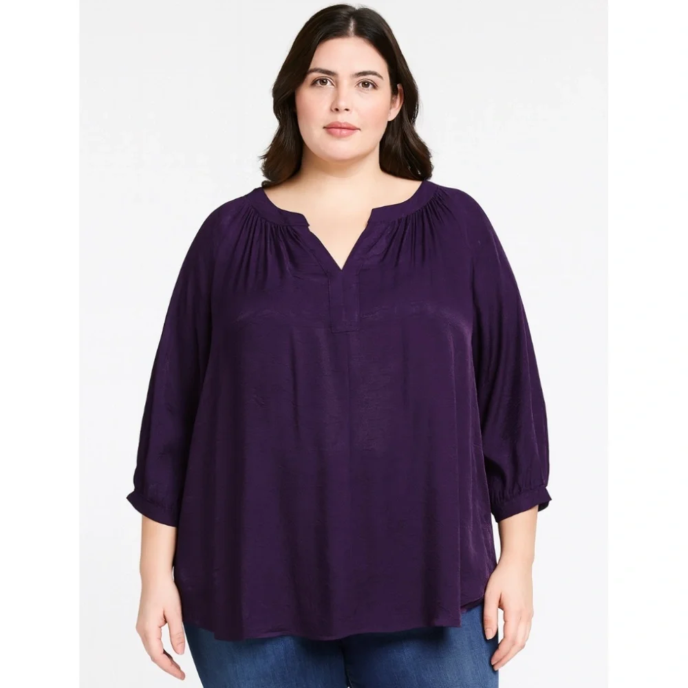 Avenue Moody Purple Irridescent Popover Blouse 22/24 Witchy Wimsigoth